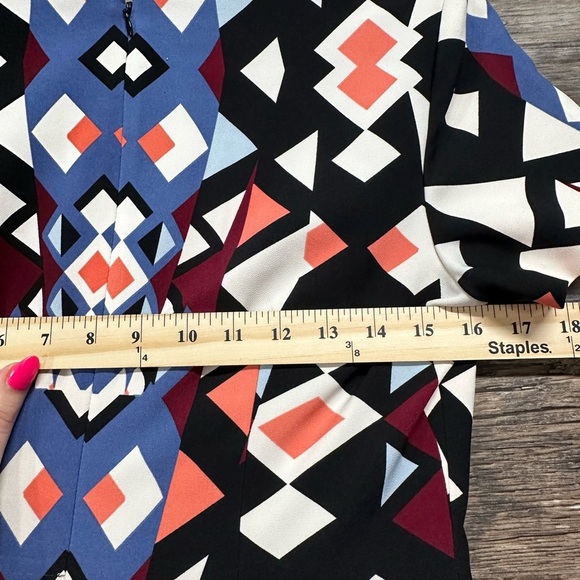 Talbots Geometric Black and White Sheath Mini Dress Crew Neck Short Sleeve - Picture 6 of 7